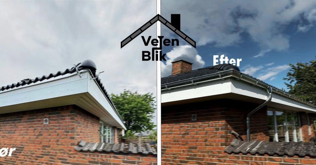 Før og efter: nye tagrender og nedløb på villa i Billund – Vejenblik